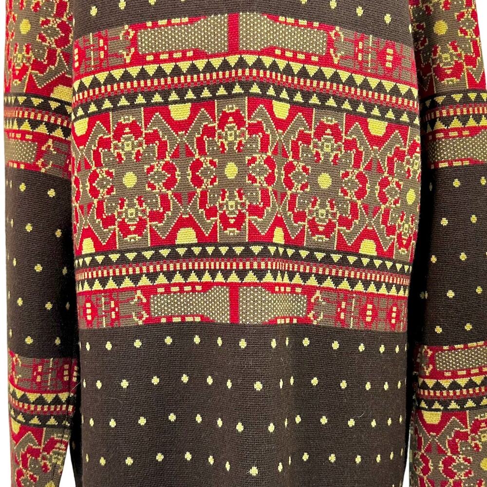 Icelandic 100% Merino Wool Cardigan Duster Nordic Fair Isle Ski Cabin Luxury XL - Picture 8 of 12